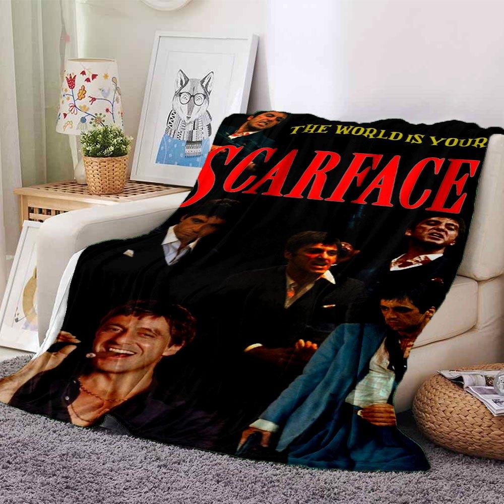 

1pc Scarface-Inspired Flannel Blanket - Soft Cozy All-Season Throw for Bedroom, Sofa, Camping, Travel - Perfect Gift for Movie FansB03 80cmx120cm(31inx47in)