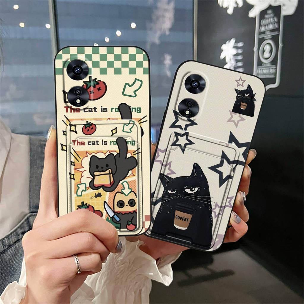 Fashion Design Card sleeve Phone Case For OPPO A97 5G Card slot Back Cover protective TPU Cartoon Durable Waterproof