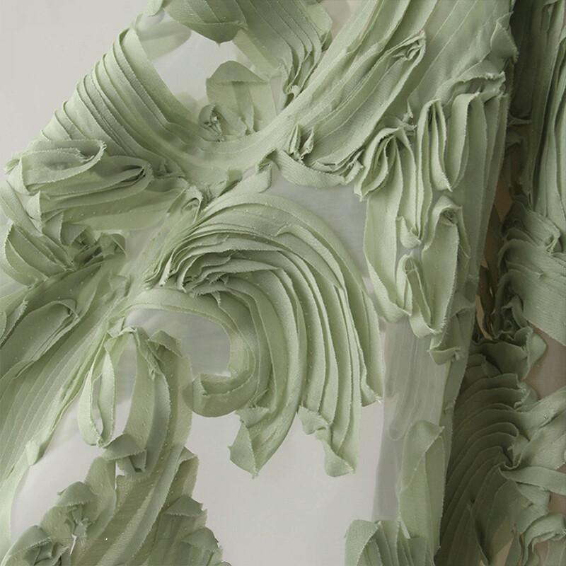 3D Flower Embroidery Fabric Gauze Mesh Embroidered Material Dress Diy Sewing Designer Craft Embroidery Mesh Accessories