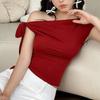 European and American Y2K summer sexy single shoulder ribbon top for women