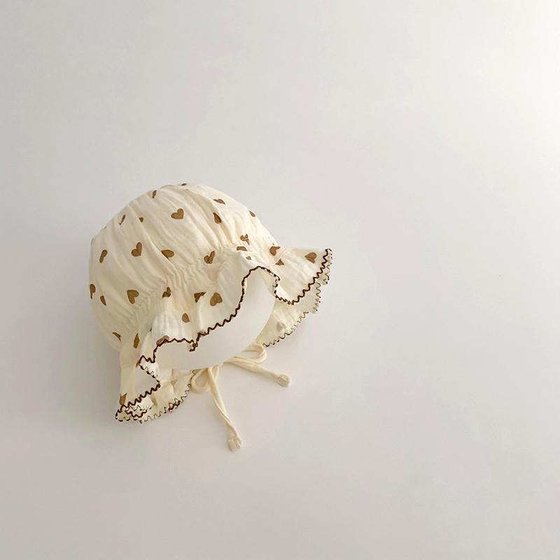Summer Newborn Baby Hat Cute Bear Rabbit Flower Print Beanie Cap for Baby Girl Soft Cotton Lace-up Infant Princess Caps Bonnet