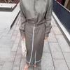 2025 European & American Women's Long Sleeve Slit Dress with Shirt Collar