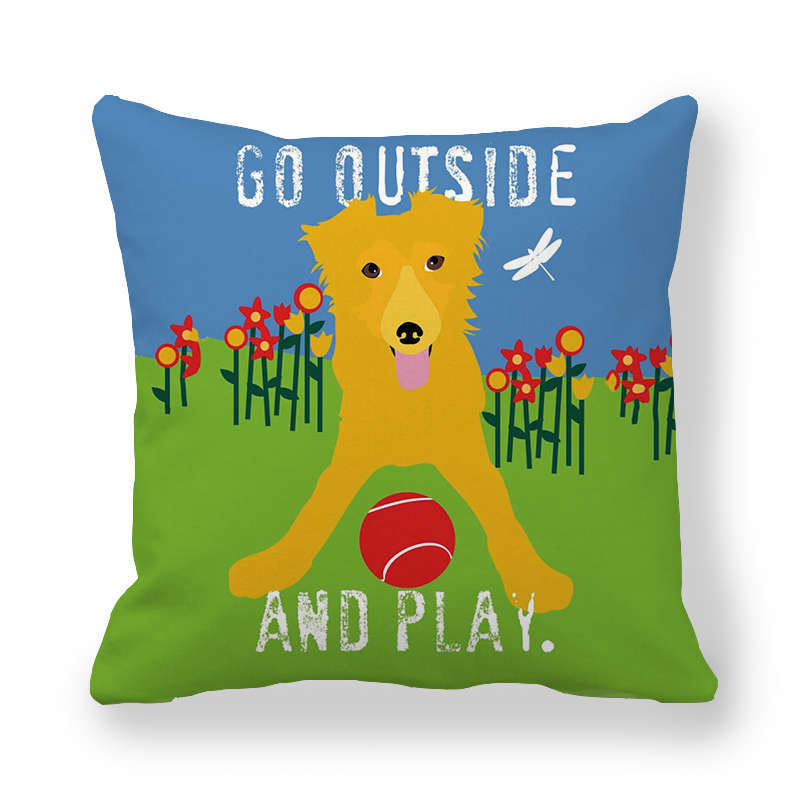 Cartoon Alphabet Dog Series Patterns Digital Printing Short Plush Pillow Covers For Car Sofa Office Cushion Cover Home Goods