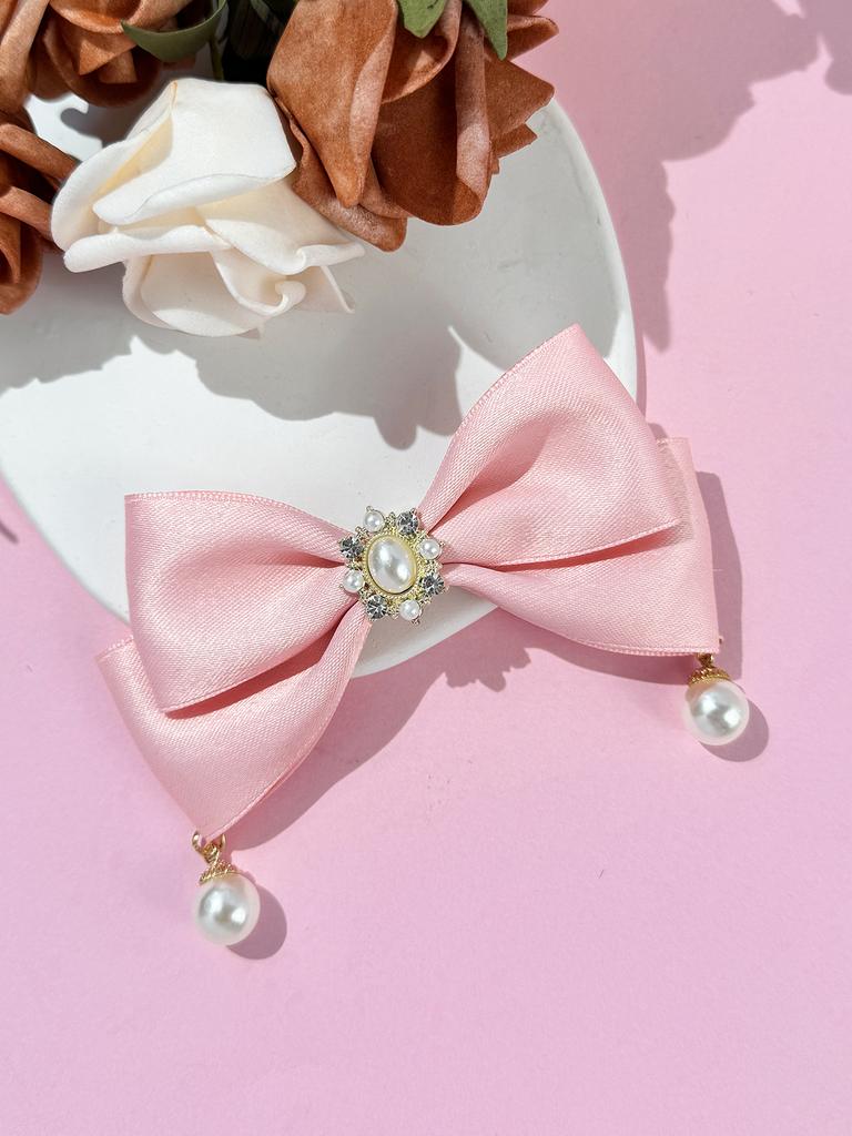 New Rhinestone Imitation Pearl Bow Hair Clip for Women, Fashionable and High-end, Versatile Princess Hair Accessory
