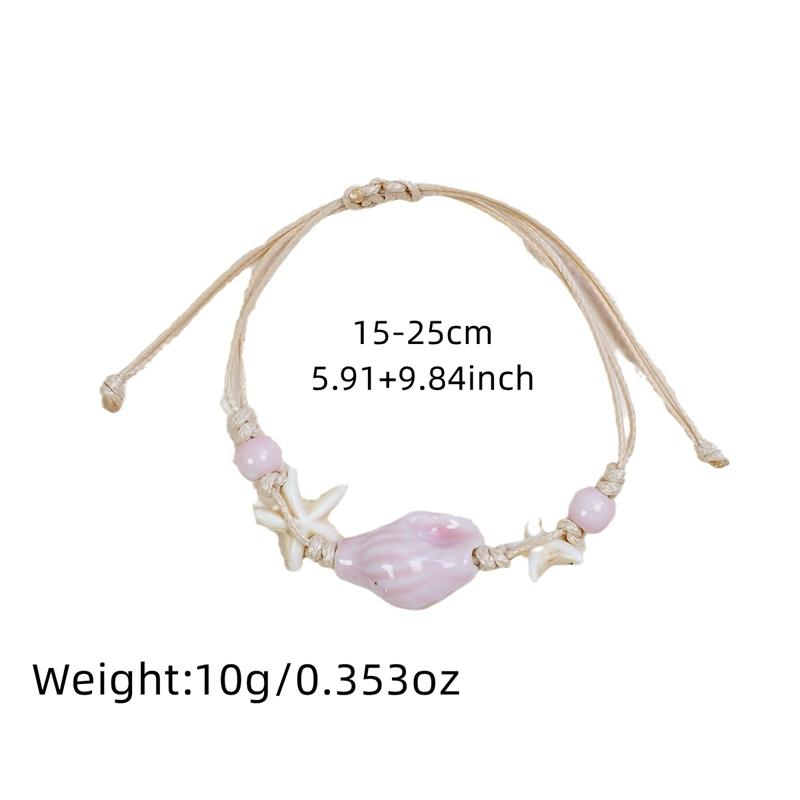 Bohemian Conch Starfish Shells Ceramics Beaded Bracelets for Women Girls Shell Beaded Beach Bangles Jewelry Gift Adjustable