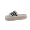 Fashion Fashion Brand Fluffy Slippers Women 2024 Autumn and Winter New Thick Bottom Open-toe Flip-flops Wear Warm Cotton Slippers