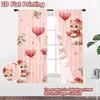 2D flat printing 2pcs Curtain Scene Curtain Valentine's Day Cute Kittens Digital Printed Polyester Drapes Festive Wall Decor for