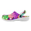 White EVA Clogs with Mystical Moon Print, Lightweight Slip On Garden Shoes, Breathable Beach Sandals, Indoor Outdoor Slippers for Men Women