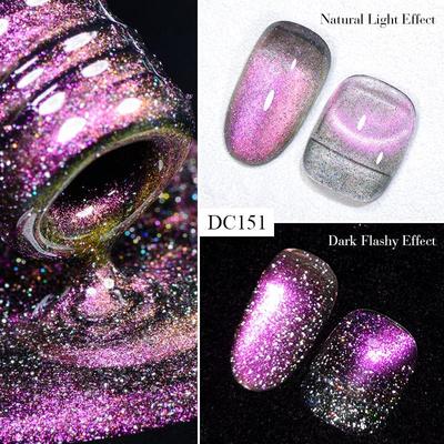7ML Yansıtıcı Dinamik Kedi Gözü Manyetik Jel Oje 2 Farklı Renk Manyetik Etkisi Yarı Kalıcı UV LED Jel 1 Şişe