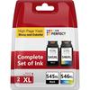 Cartouche d'encre - 545 546 XL - Compatible Canon - Noir et Tricolore - Rendement élevé