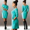 Elegant Summer Solid Casual O Neck Long Sleeve Bodycon Dress With Pockets