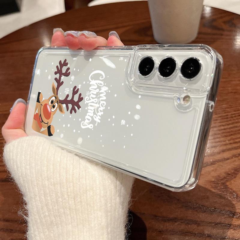 Husă de Telefon cu Model Elan de Crăciun Pentru Samsung Galaxy S25 S24 S22 Ultra S23 S24 FE A17 A56 A16 A36 A26 A55 A15 A25 A54 5G Husă Moale Transparentă Rezistentă la Șocuri