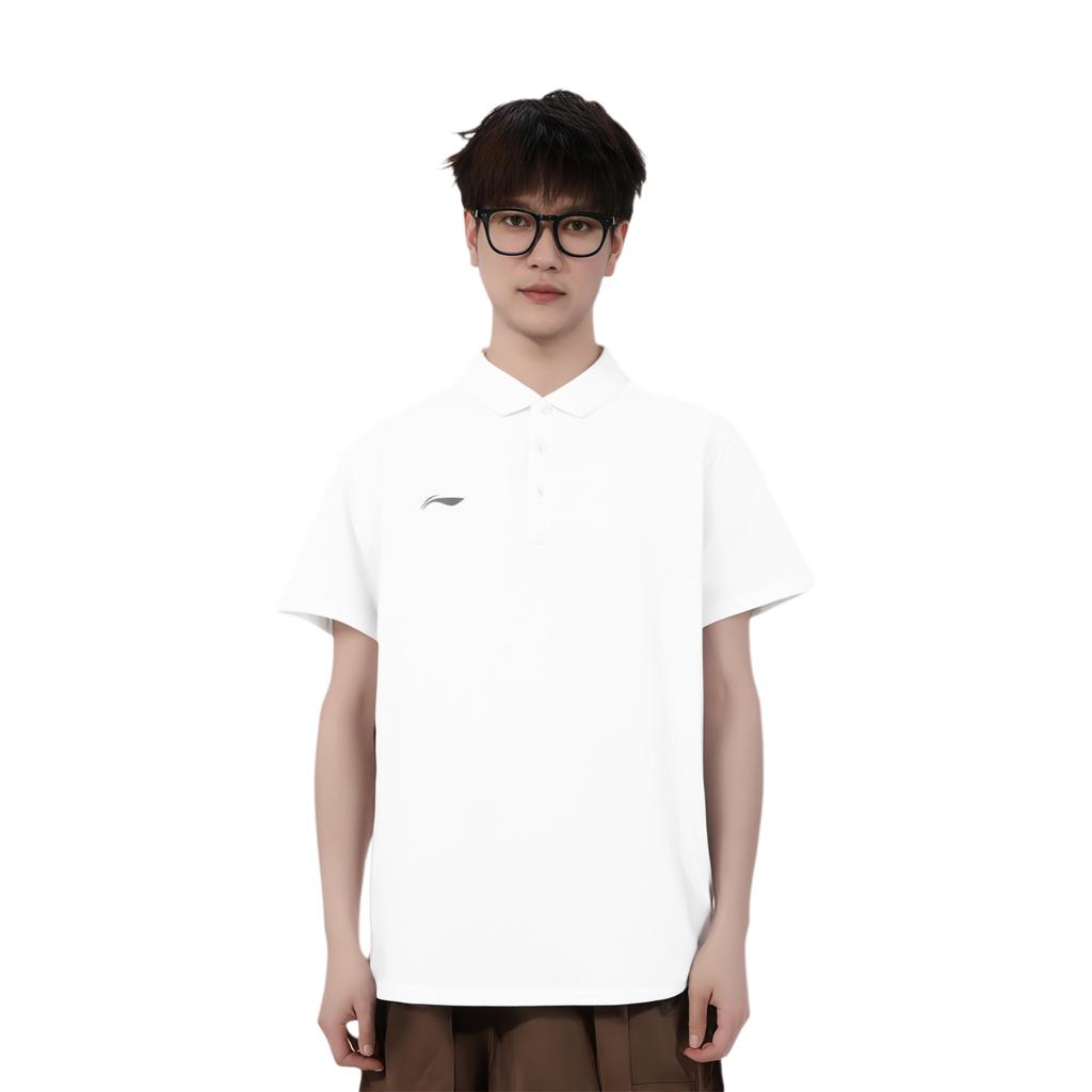 Li Ning Group Purchase Series Solid Color Casual Sports Polo Shirt Men Tops Standard-White APLU189-1