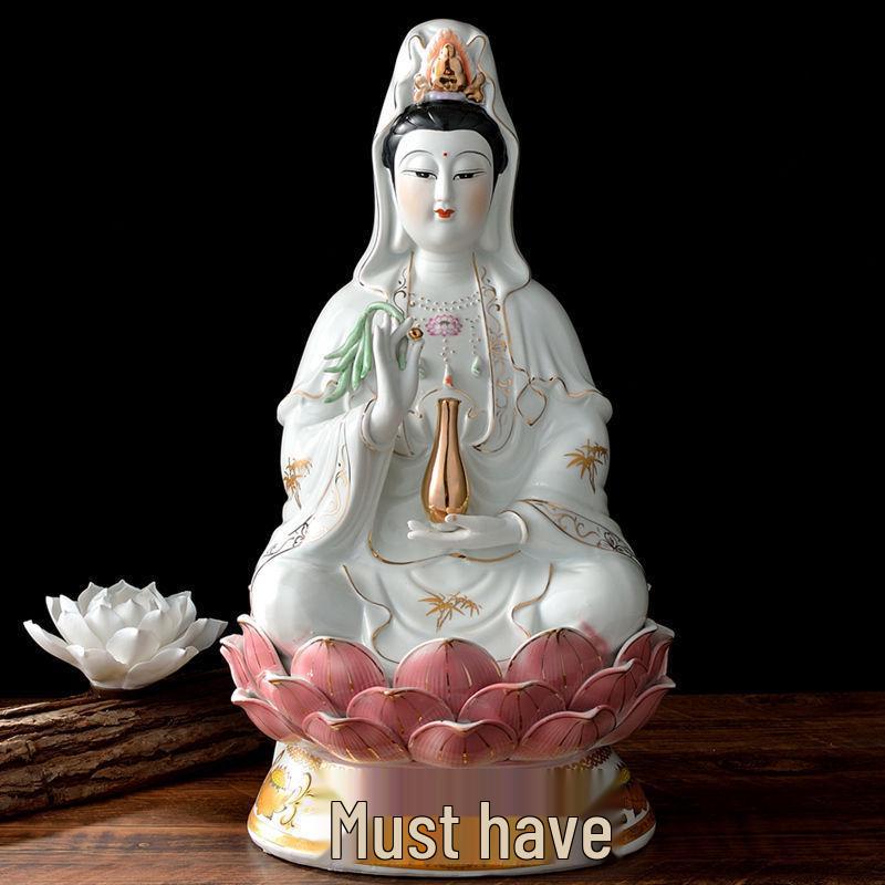 

Керамічна статуетка-прикраса Бодхісаттва Гуаньінь на лотосі