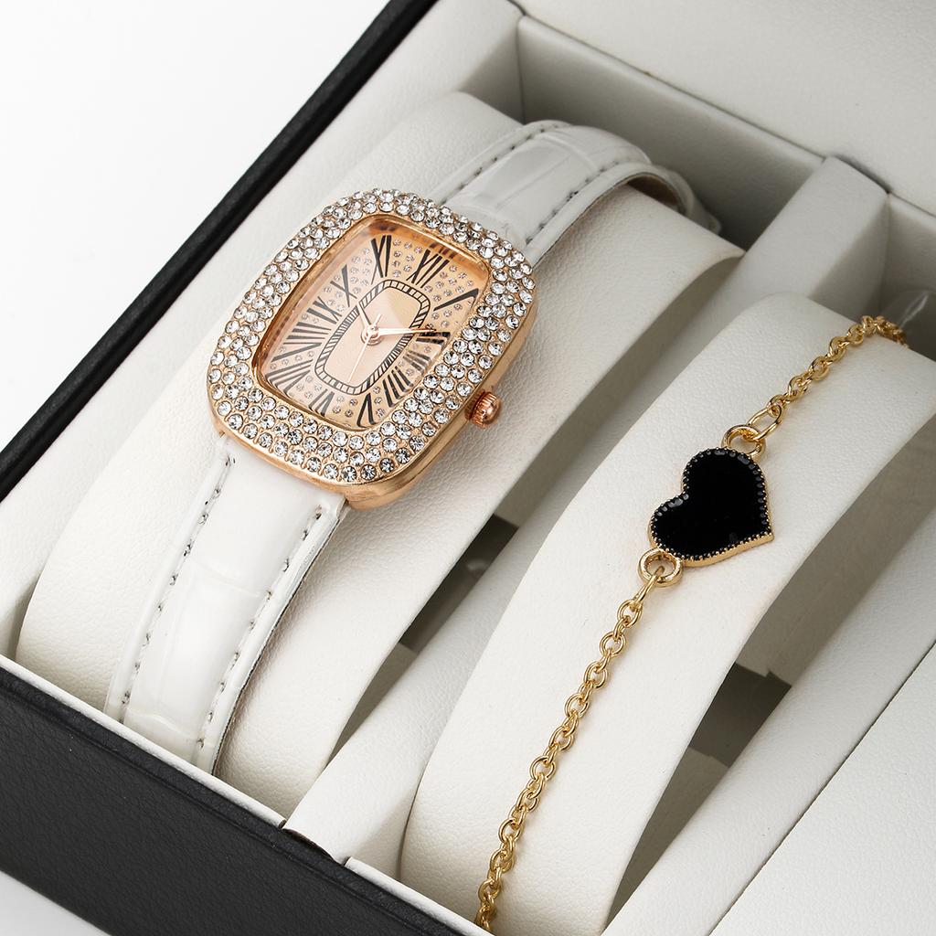 Luxury Full Diamond Quartz Wristwatches Fashion Bracelet Watch Set Brand Designer Vintage Watches for Women Relogio Feminino