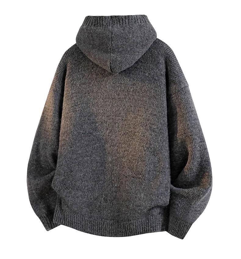 Men's Hooded Cardigan Sweater: Autumn/Winter Trendy Loose Heavyweight Casual Knitwear.