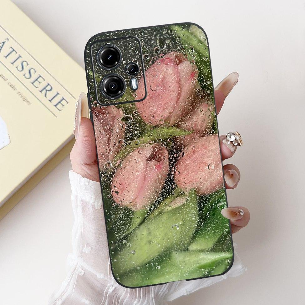 For Moto G13 G14 G15 Phone Cover For Motorola Moto G14 Case Silicone Luxury Fashion Flowers Love Cute Funny Cool Painted Bumper