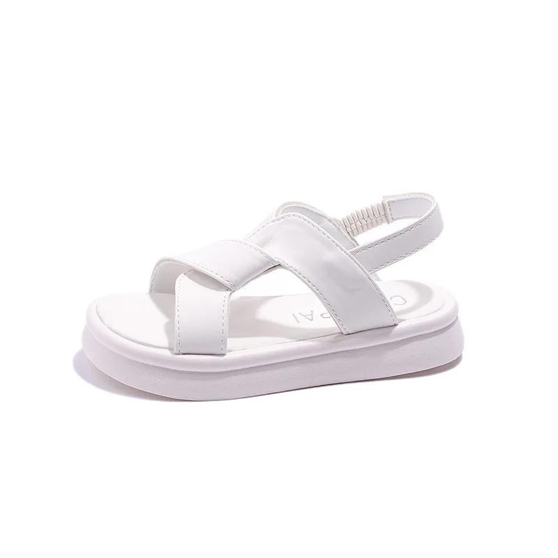 Fashion Toddlers Girls Sandals 2024 Summer Children Beach Shoes Kids Fashion Sandals Cross-tied Anti-sliperry Soft Beach Sandals