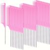 11 piece pointed tail comb set, suitable for hairstyle design, plastic comb teeth and metal handle, heat-resistant combing comb