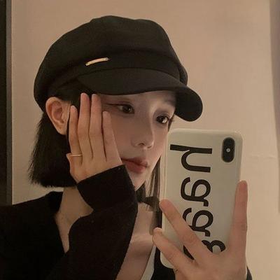 New Black Caps Felt Beret Women British Style Girls Beret Hat Elegant Lady Solid Color Hats