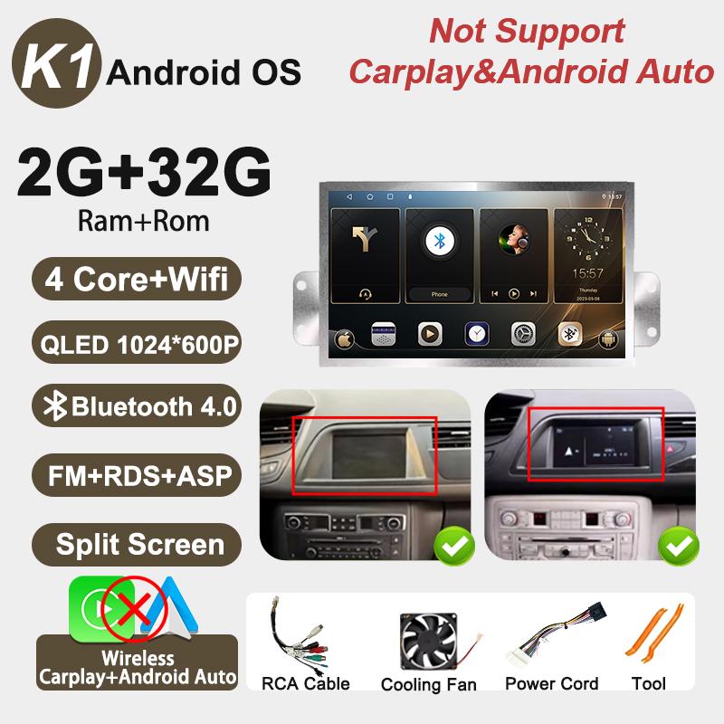 

7 Inch Android Auto For Citroen C5 X7 Carplay Car Radio Multimedia Video Player Screen GPS Navigation Bluetooth 8 Core FM 4G DSP