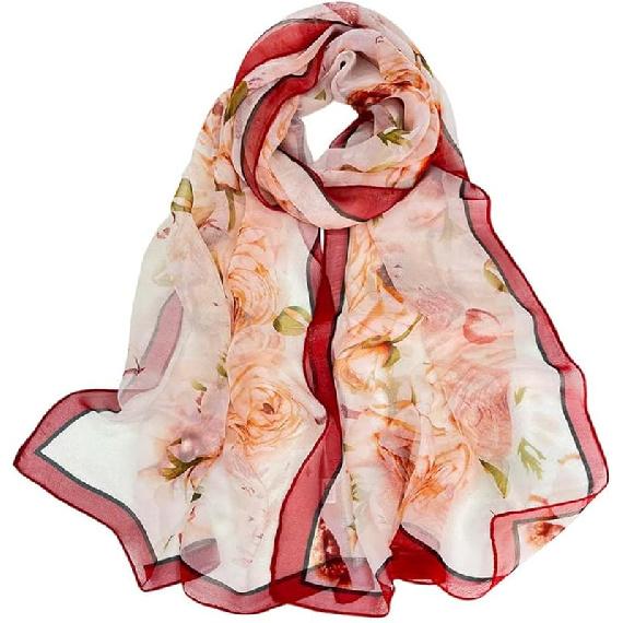 Xyueanlo Scarfs for Women Lightweight Fashion Floral Printed Scarves Neck Scarf Sunscreen Wraps Shawls розы красного