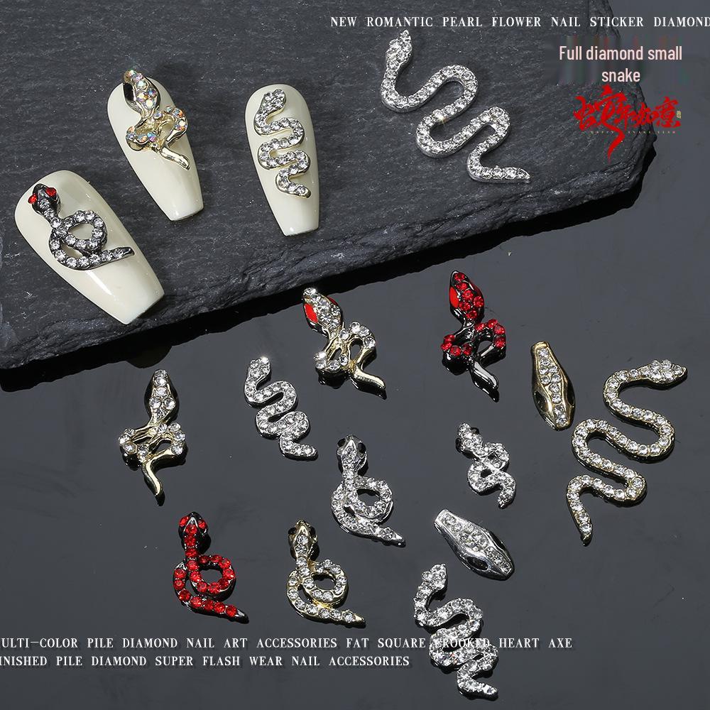 Shiny Rhinestone Snake-Shaped 3D Nail Art Accessories