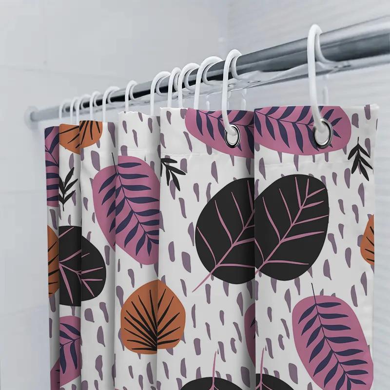 Modern Leaves Shower Curtain Waterproof Bathroom Decor Various Colors Available Perfect For Renters Small Bathrooms
