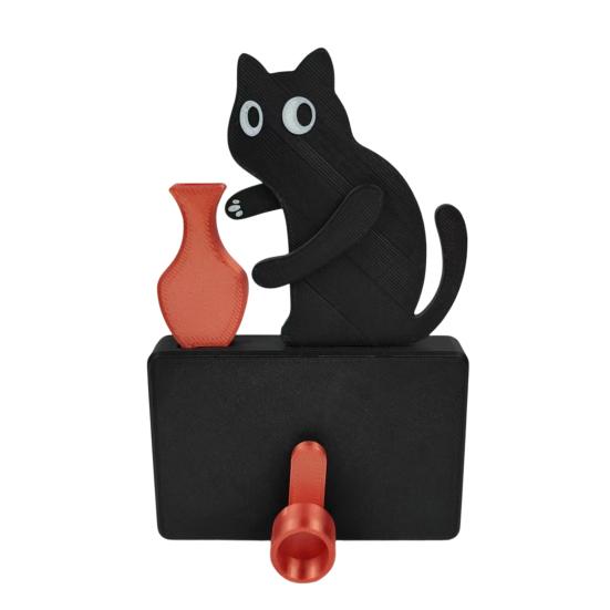 Jijijing Cat Pushing Vase Refrigerator Magnet, 3D Printed Whiskers Holder Pet Memorial Keepsake Decoration, Gift for Cats Lovers