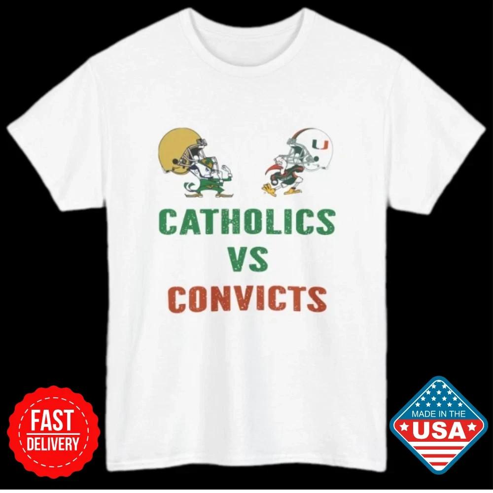 SALE Catholics vs Convicts shirt Vintage 1988 T Shirt Notre Dame vs Miami Shirt S