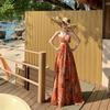 Beautiful Holiday Hollow Pleated Tube Top Neck Skirt Bohemian Ethnic Style Holiday Style Photo Beach Skirt