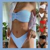 Women's Sexy Bandeau Bikini - Solid Color, Backless, Lace-Up Design