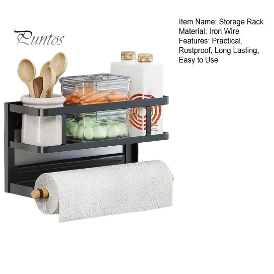 Magnetisches Lagerregal mit Papierhandtuchhalter, große Kapazität, einfach zu installierendes Kühlschrank-Gewürzregal, Küchen-Organizer mit Handtuchrollenhalter