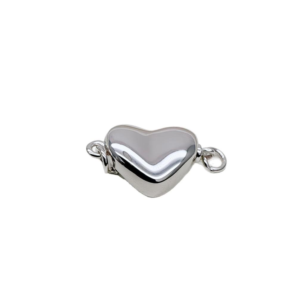S925 Sterling Silver Heart Clasp Necklace & Bracelet Connector for 8-12mm DIY Pearl Accessories