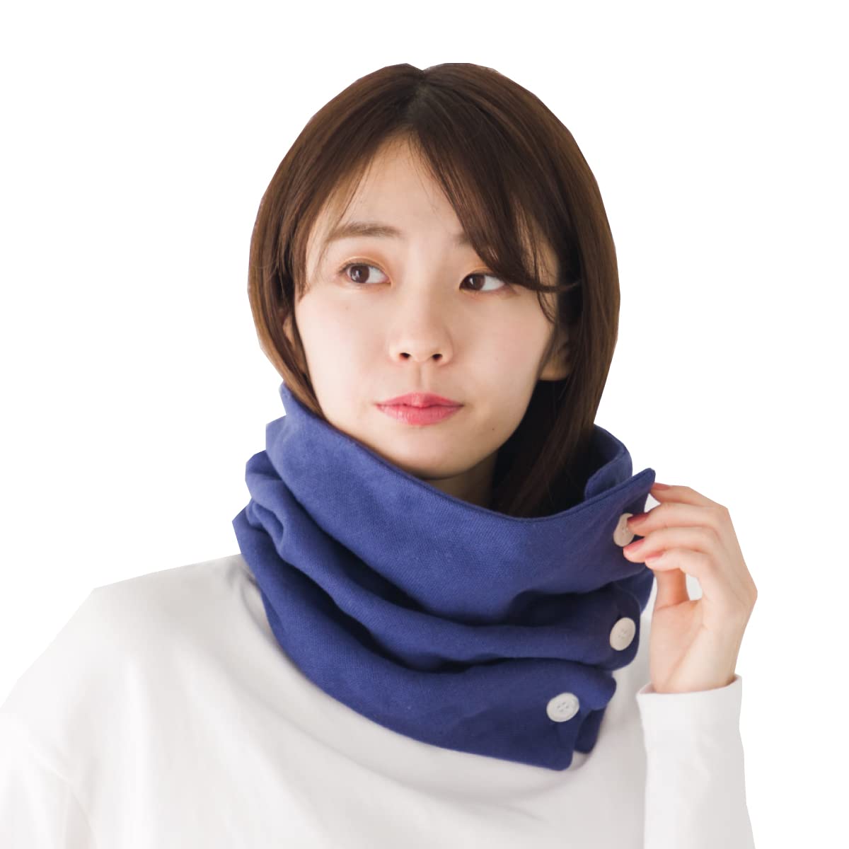 

Neck with One Size Fits Made in Made with Japanese Bleached Fabric [cumuco] Warmer, 8-Layer Gauze, Buttons, Snood, Scarf, All, 100% Cotton, Japan,