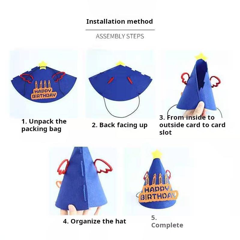 Felt Birthday Hat Fresh and Cute Birthday Hat Adorable Crown Photo Prop Party Hat Birthday Cone Hat Party Decorations