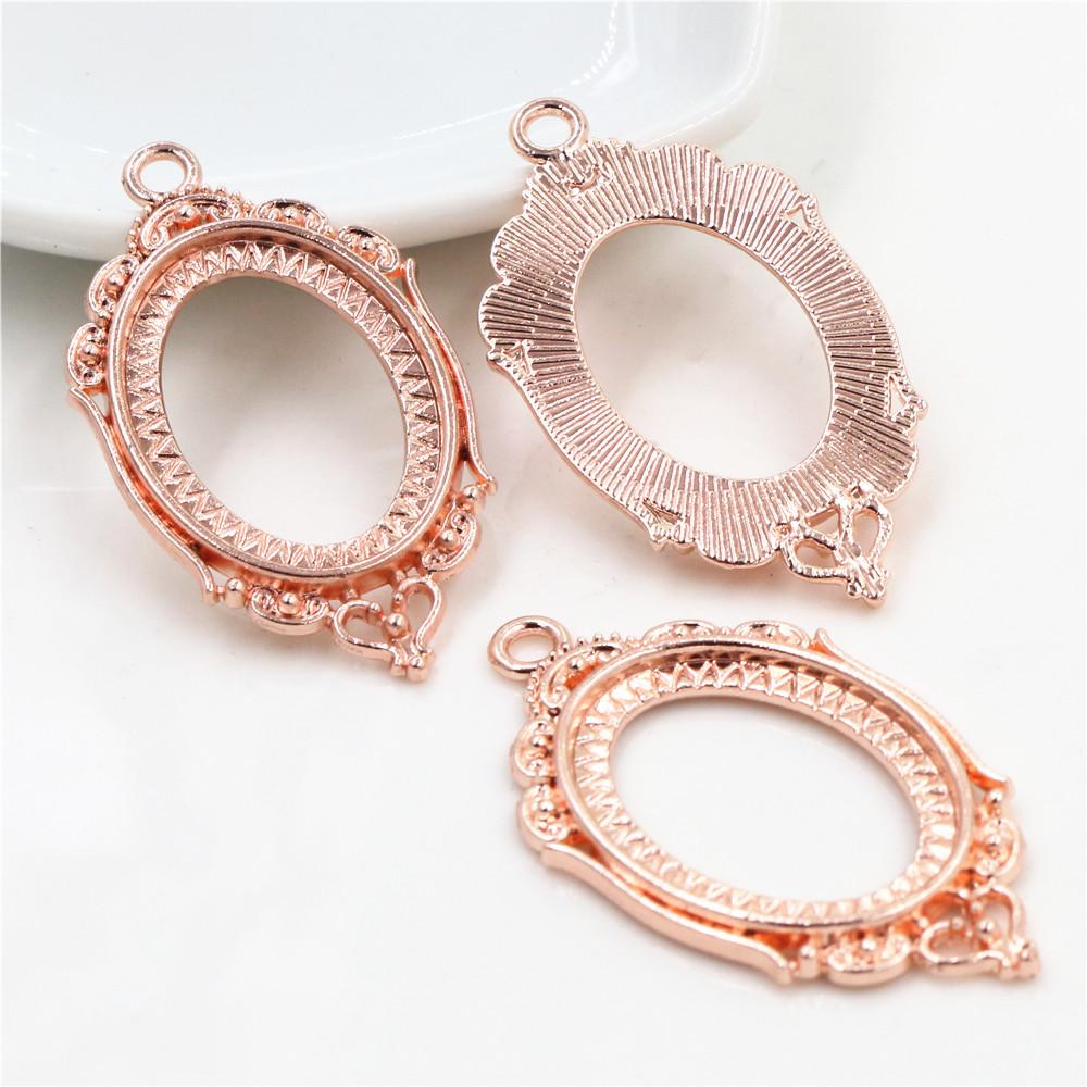 10pcs 18x25mm Inner Size 7 Colors Vintage Style Cameo Cabochon Base Setting Charms Pendant Necklace Findings