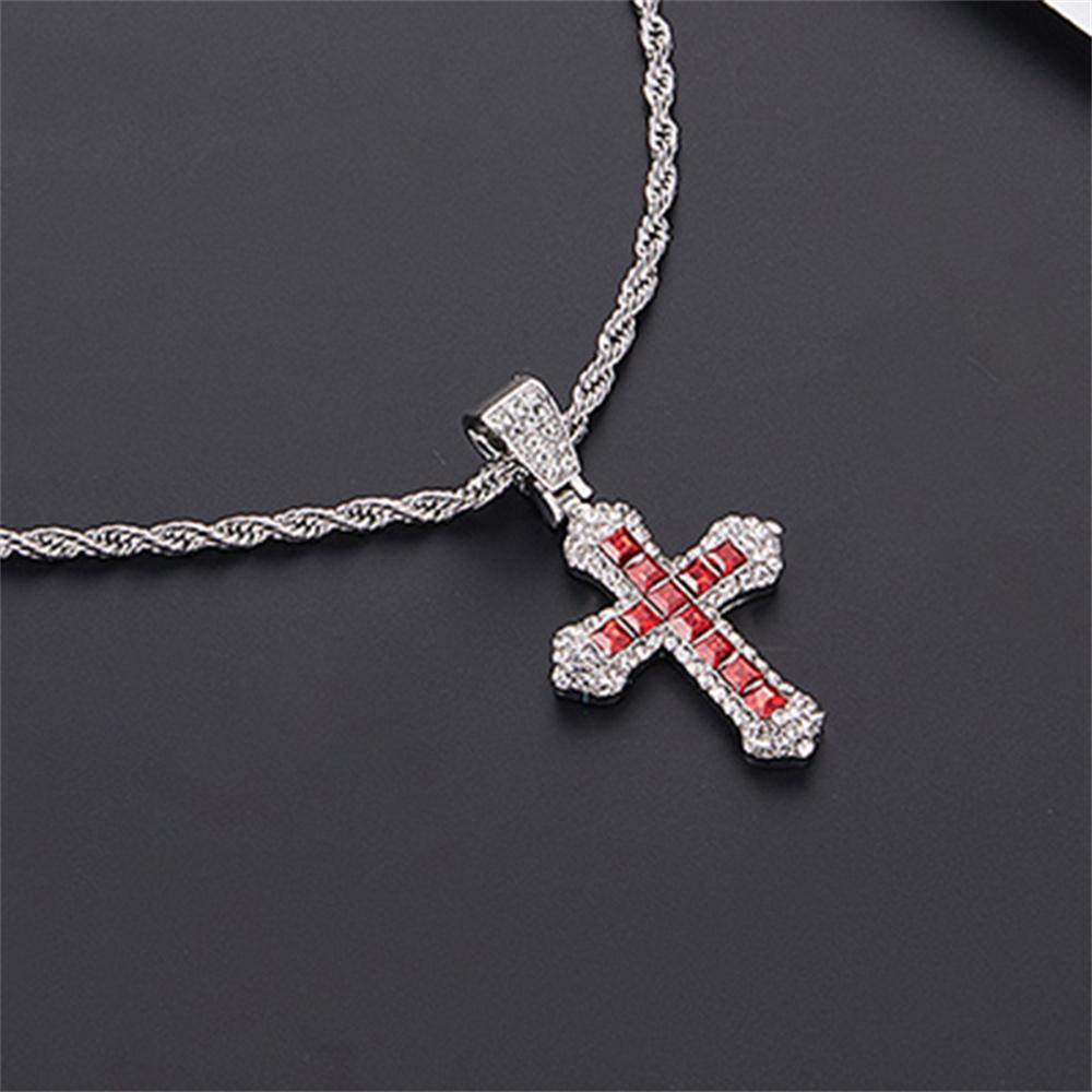 Classic Zircon Cross Necklace Iced Out Hip Hop for Men and Women Bling Pendant Punk Jewelry Gifts
