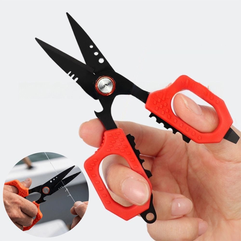 Anti-slip Grip Braid Line Cutter Double Serrated Luya PE Scissors  Saltwater Fishing