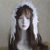 White Anime Headband With Angel Wing Multiuse Lace Trim Hairband For Fashion Enthusiasts Cosplay Costume Accessory