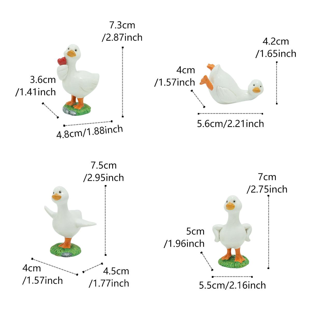 

4Pcs Cute Ducks Mini Statue Garden Micro Landscape Ornaments Home Desk Farm Gardening Accessories Animal Figurine Decoration белый