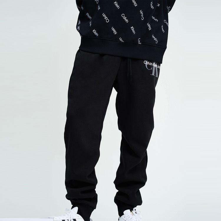 Calvin Klein Ck Letter Logo Print Cuffed Knit Sweatpants Men Bottoms Black 40GC202-010