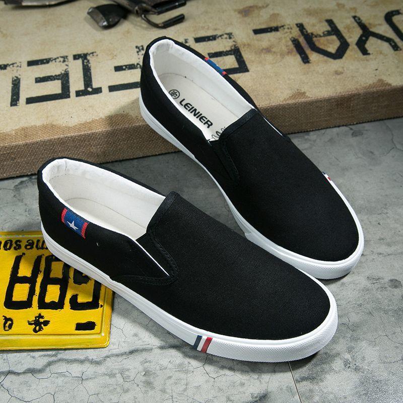 Frühlings-Canvas-Trendschuhe atmungsaktive alte Pekinger Herrenschuhe Slipper lässige vielseitige Low-Top schwarze Board-Schuhe