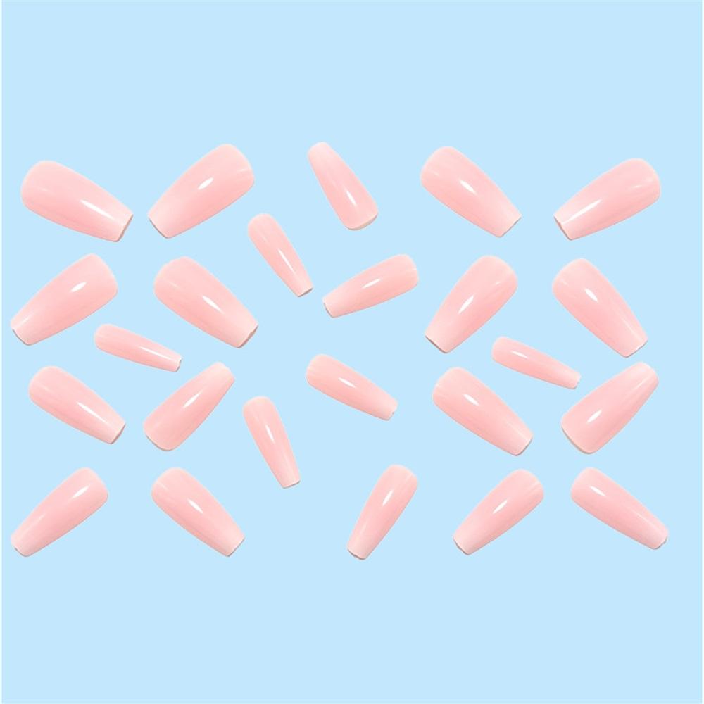 Wearable Manicure Patches, Long Ballet Nails, Pink And Simple Gradient Color Fake Nails, 24 Pieces In Box