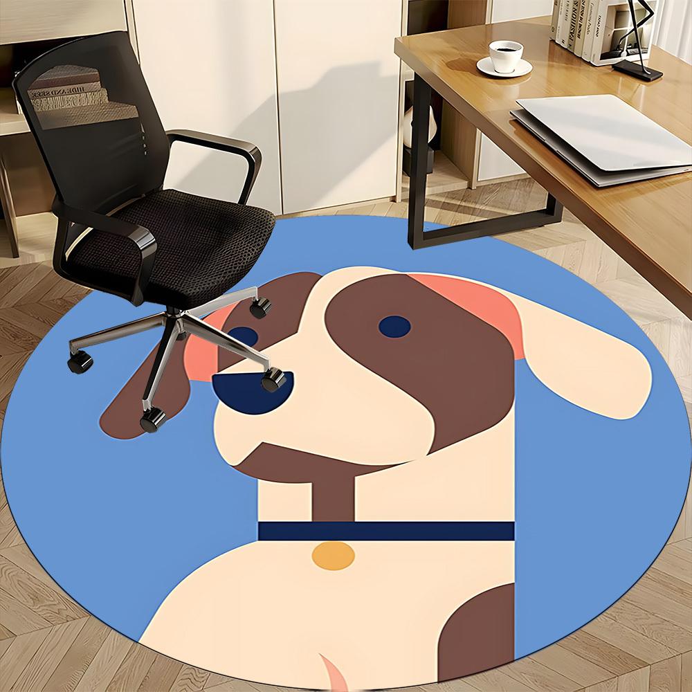 1pc Puppy Pet Office Round Area Rug, Under Office Chairs Bedroom Living Room Home Decor, Room Deco