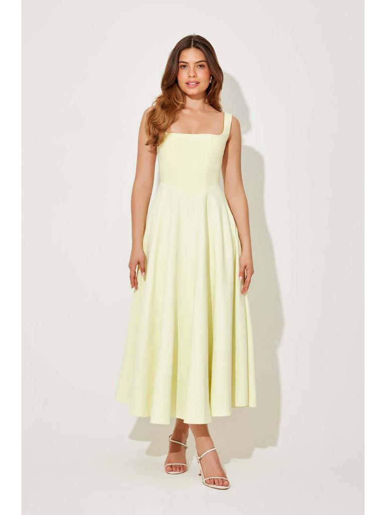 Slim Fit Strappy Midi Dress - Sexy Solid Color, Simple Style