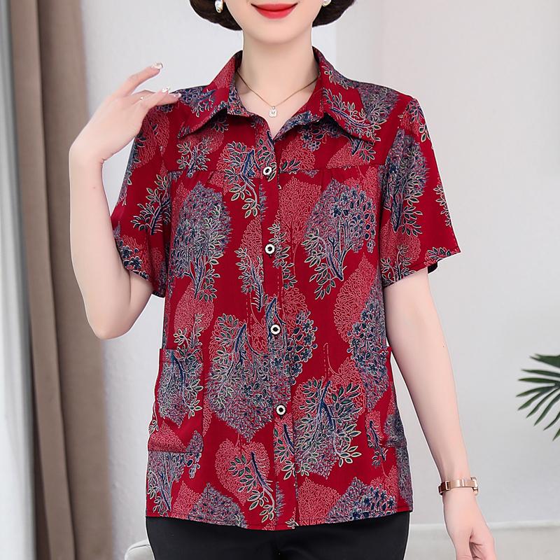 Summer Plus Size Shirts Women's Elegant Short Sleeve Summer Ladies Tops