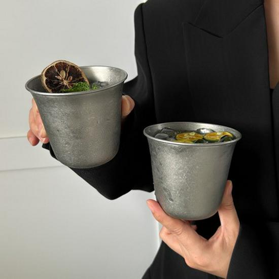 Retro American Frosted Stainless Steel Wide-Mouth Cold Drink Cup Snowflake Retro Cup Wide-Mouth (One Piece)