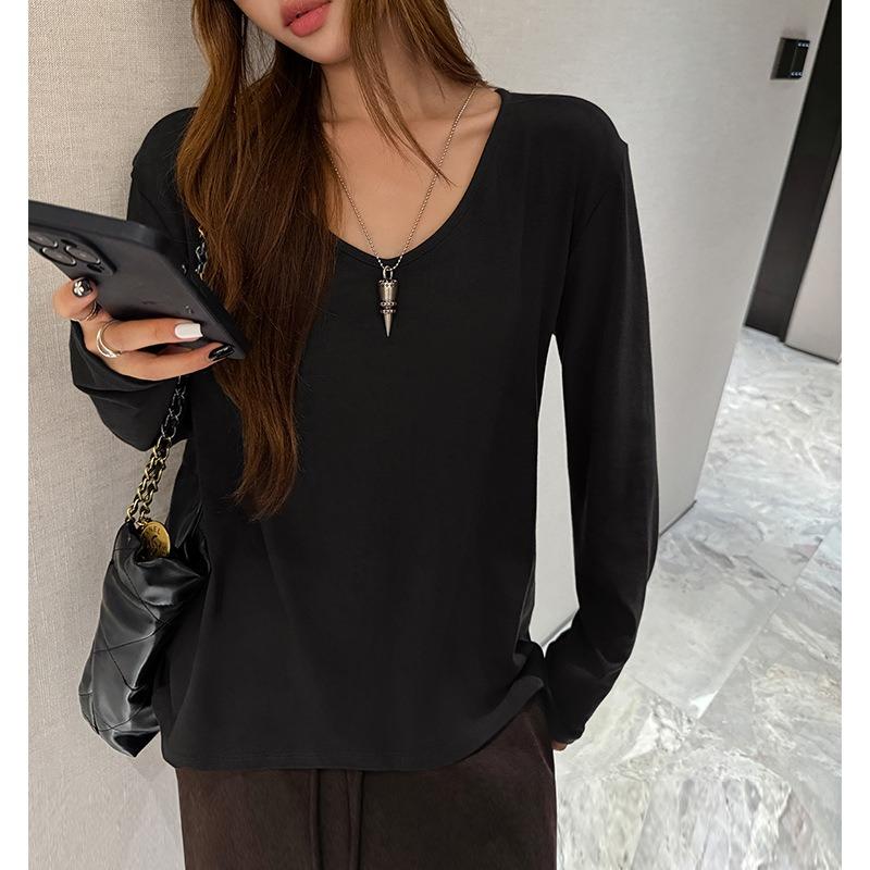 Women S Loose Fit V Neck Long Sleeve T Shirt Casual Lazy Style Top