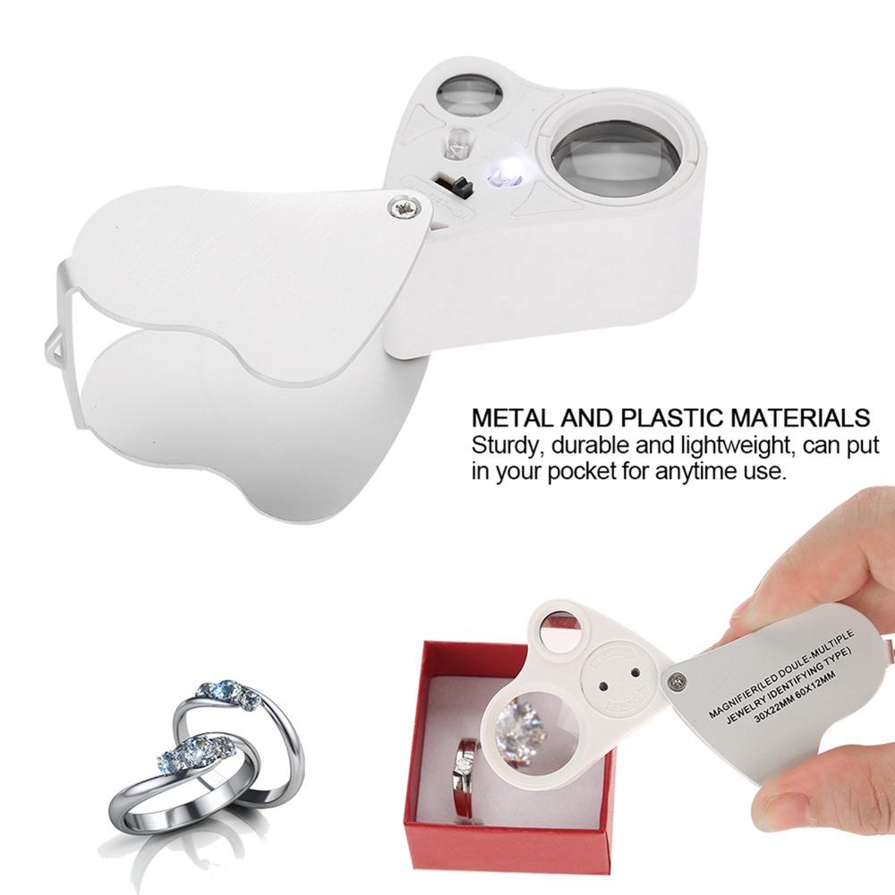 Dual Lens Portable Magnifier 30X/60X Magnification Magnifier with LED Geological Examination